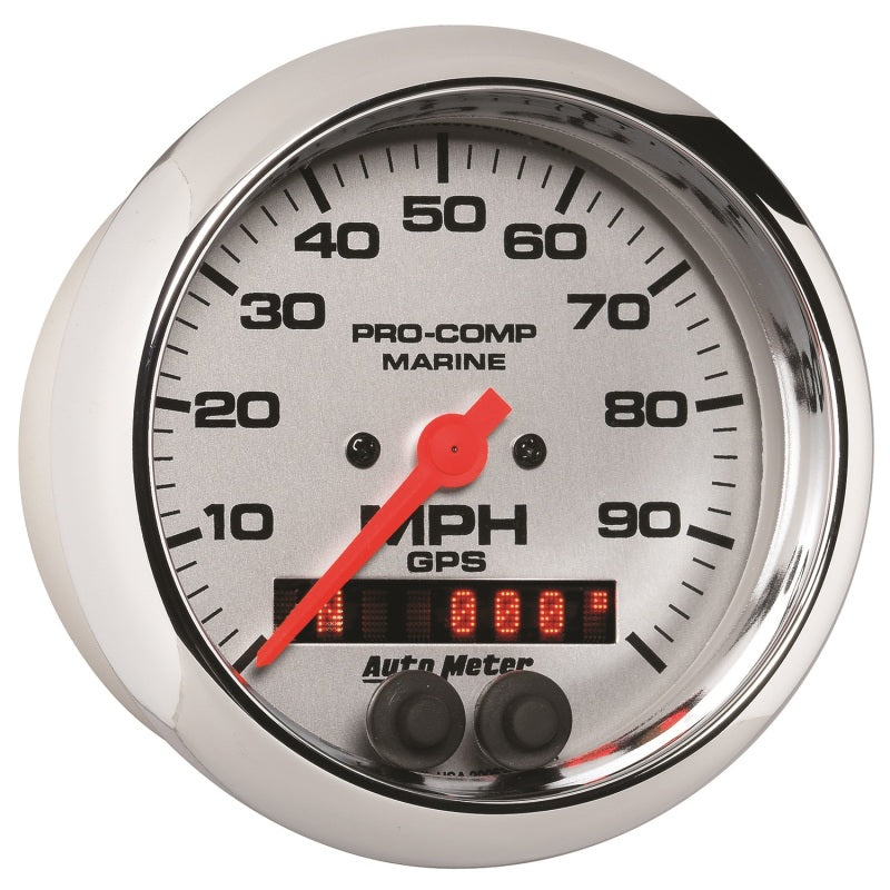 Autometer Marine Chrome 3-3/8in 100MPH GPS Speedometer Gauge 200636-35