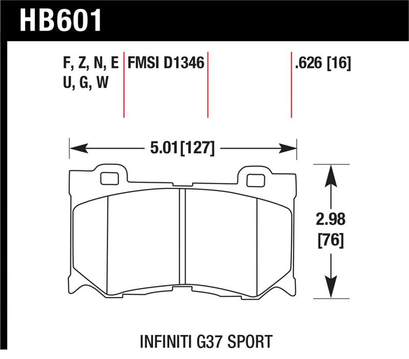 Hawk 2009-2013 Infiniti FB50 Sport HPS 5.0 Front Brake Pads