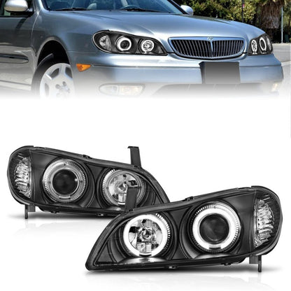 Anzo 2000-2004 Infiniti I30 Projector Headlights w/ Halo Black