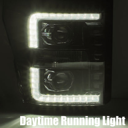 AlphaRex 11-16 Ford F-250 SD PRO-Series Projector Headlights Plank Style Alpha Black w/Seq Signal 880140 *Discontinued