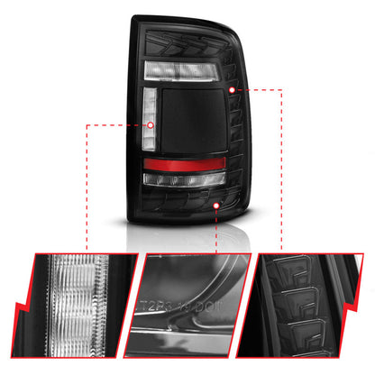 ANZO 19-24 RAM 2500/3500 Full LED Tail Lights SeqSig Black - Pair 311482A