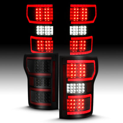 ANZO 18-19 Ford F-150 LED Taillight Black Housing Clear Lens Red Light Bar W/Sequential 311314