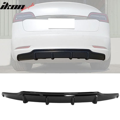 2017-2023 Tesla Model 3 Rear Bumper Diffuser V Style #PBSB Black