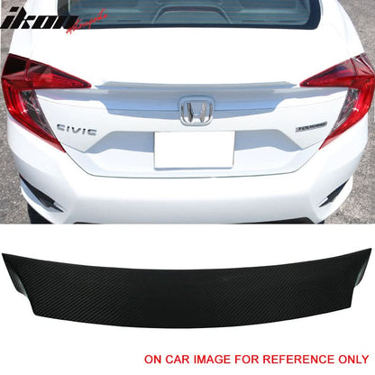 2016-2021 Honda Civic 10th 4Dr Ikon Style Carbon Fiber Trunk Spoiler