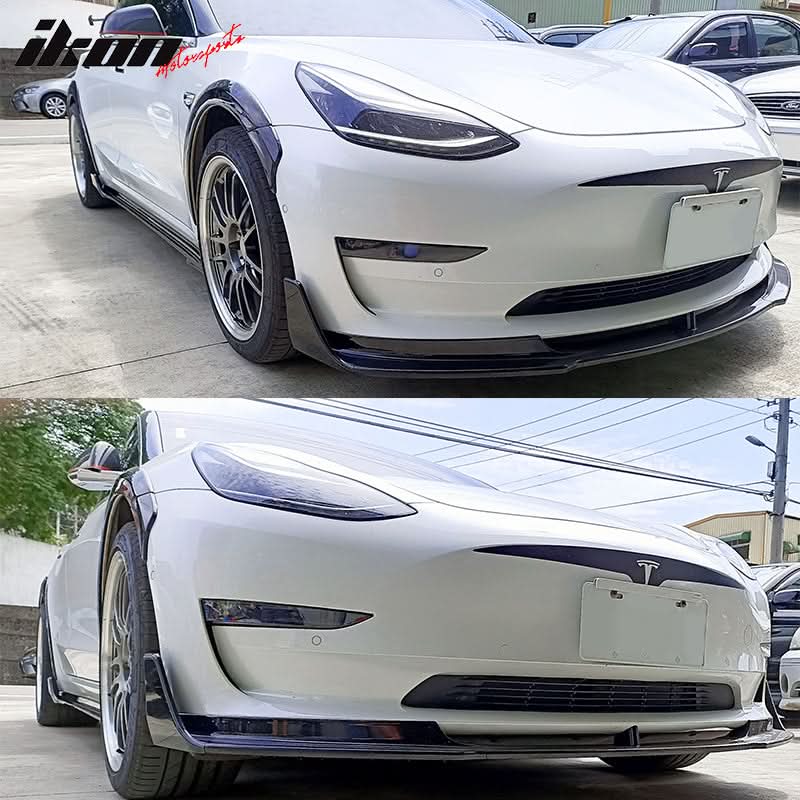 2017-2023 Tesla Model 3 V Style Unpainted Side Skirts Extension 6PC PP