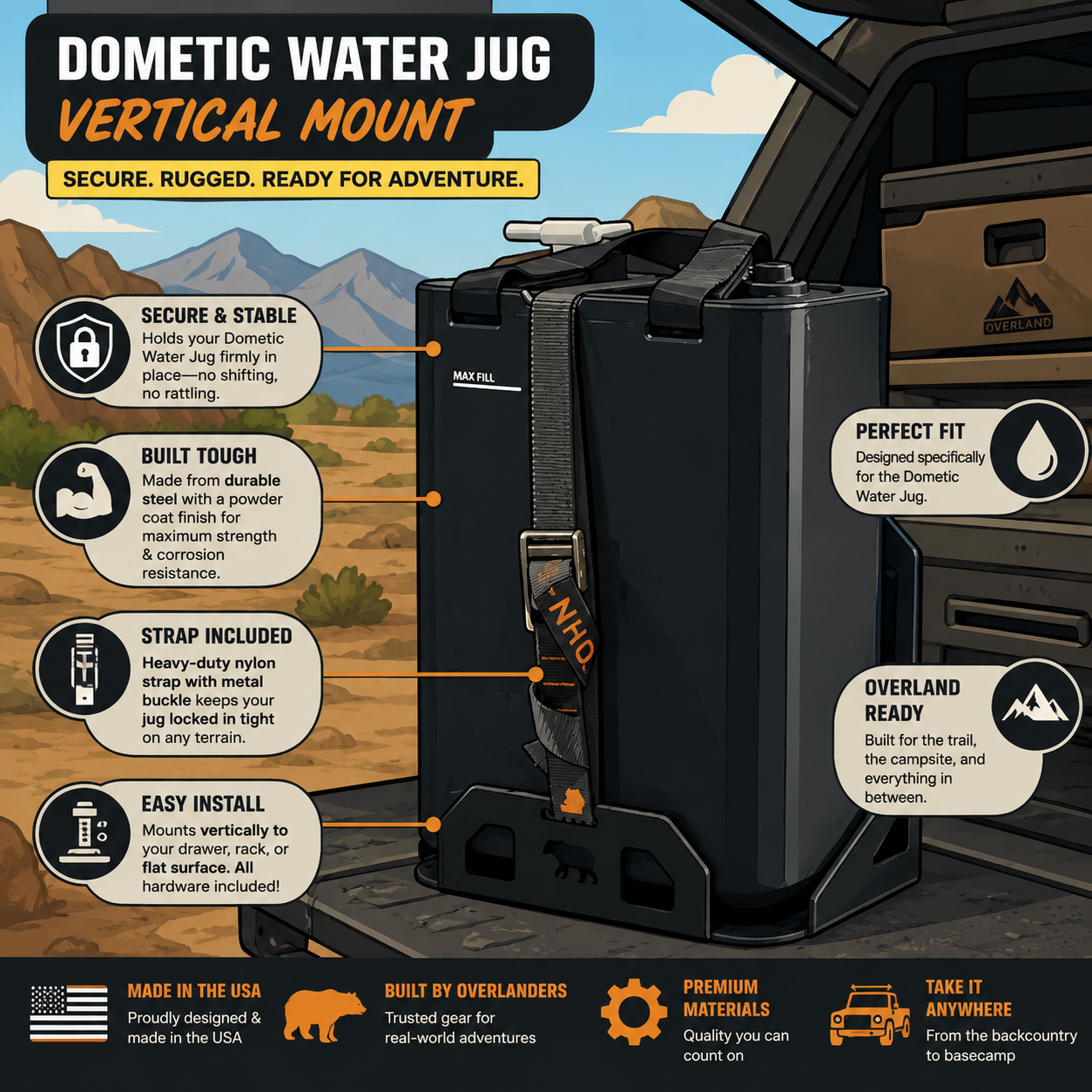 Dometic Water Jug Mount (Vertical)