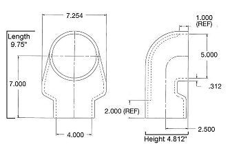 5" ID to 4" ID x 90 Degree Rubber Cobra Head Reducing Elbow