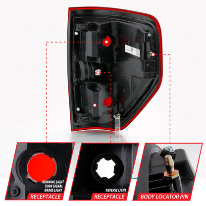ANZO 2009-2014 Ford F-150 Euro Taillight Red/Clear (W/O Bulb) 311299