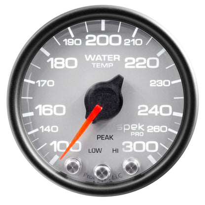 AutoMeter Gauge Water Temp 2-1/16in. 300 Deg. F Stepper Motor W/Peak & Warn Slvr/Blk Spek P34622