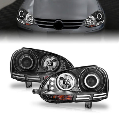 Anzo 2006-2009 Volkswagen Rabbit Projector Headlights w/ Halo Black (CCFL)