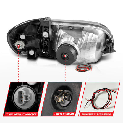 ANZO 00-04 Toyota Tundra (Fits Reg/Acc Cab Only) Crystal Headlights w/Light Bar Black w/Corner Light 111579