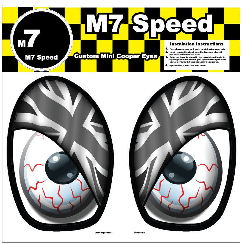 M7 Eye Decal Set (R50-R53)-Union Jack Flag-Grayscale
