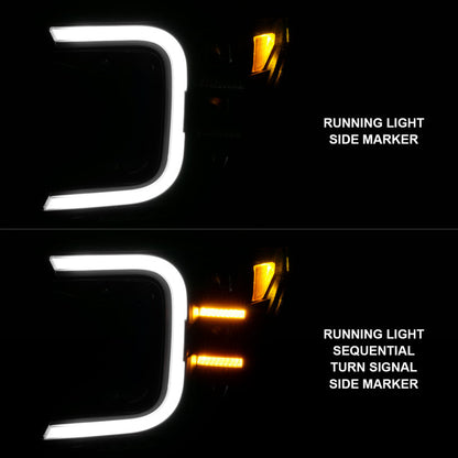 Anzo 18-20 Ford F-150 Full Led Projector Smoke Bar Style Headlights Black Amber 111520