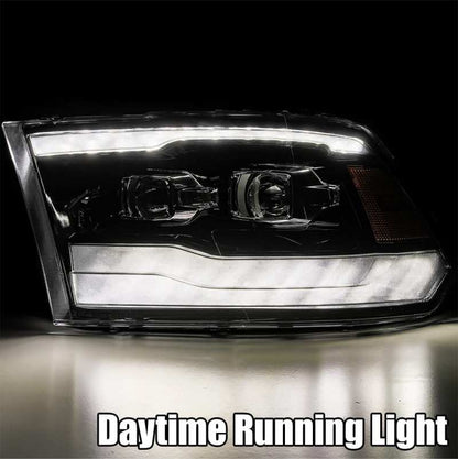 AlphaRex 09-18 Dodge Ram 1500 PRO-Series Projector Headlights Plank Style Alpha Blk w/Seq Signal/DRL 880542 *Discontinued