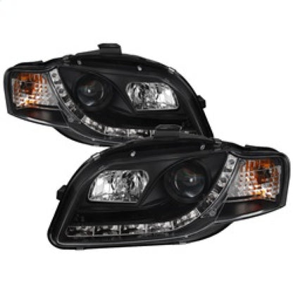 Spyder Audi A4 06-08 Projector Headlights Halogen Model Only - DRL Black PRO-YD-AA405-DRL-BK 5008572