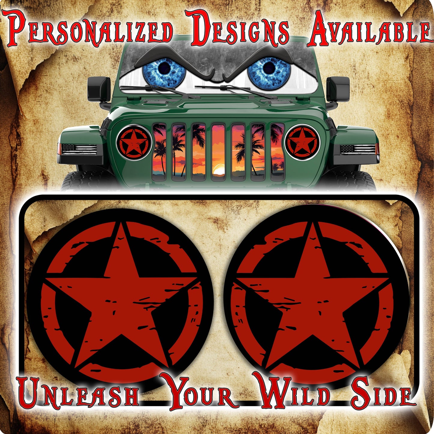 Oscar Mike star headlight decals 92