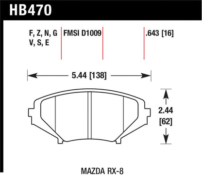 Hawk 04-09 RX8 HP+ Street Front Brake Pads (D1009)
