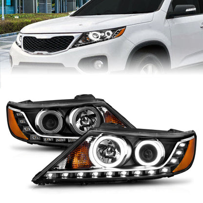 Anzo 2011-2013 Kia Sorento Projector Headlights w/ Halo Black (CCFL)