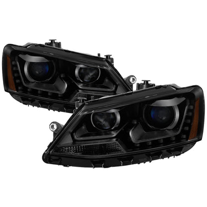 SPYDER xTune Volkswagen Jetta 11-14 DRL Projector Headlights - Black Smoked PRO-JH-VJ11-DRL-BSM 9036682