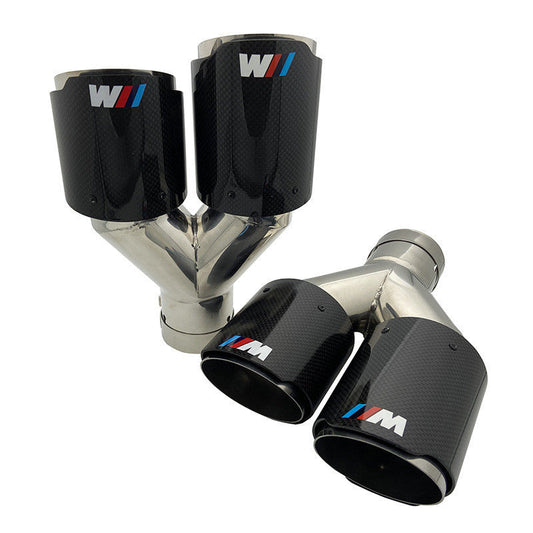 Universal Dual-Outlet Carbon Fiber Exhaust Tip – M Style