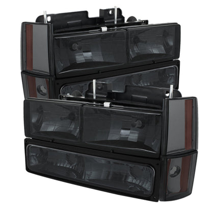 SPYDER Xtune GMC Yukon 92-93 Crystal Headlights w/ Corner & Bumper Smoke HD-JH-GMCCK88-AM-SM-SET 5073525