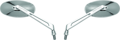 BikeMaster Oval Mirror Machined Arm w/10mm/Yam 10mm/HD Adapters - Pair - Chrome 600806