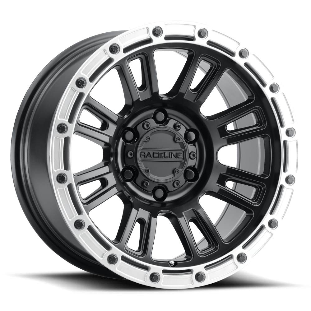 Raceline COMPASS SATIN BLACK W/ SILVER RING 17X9 8X165.1 -12mm