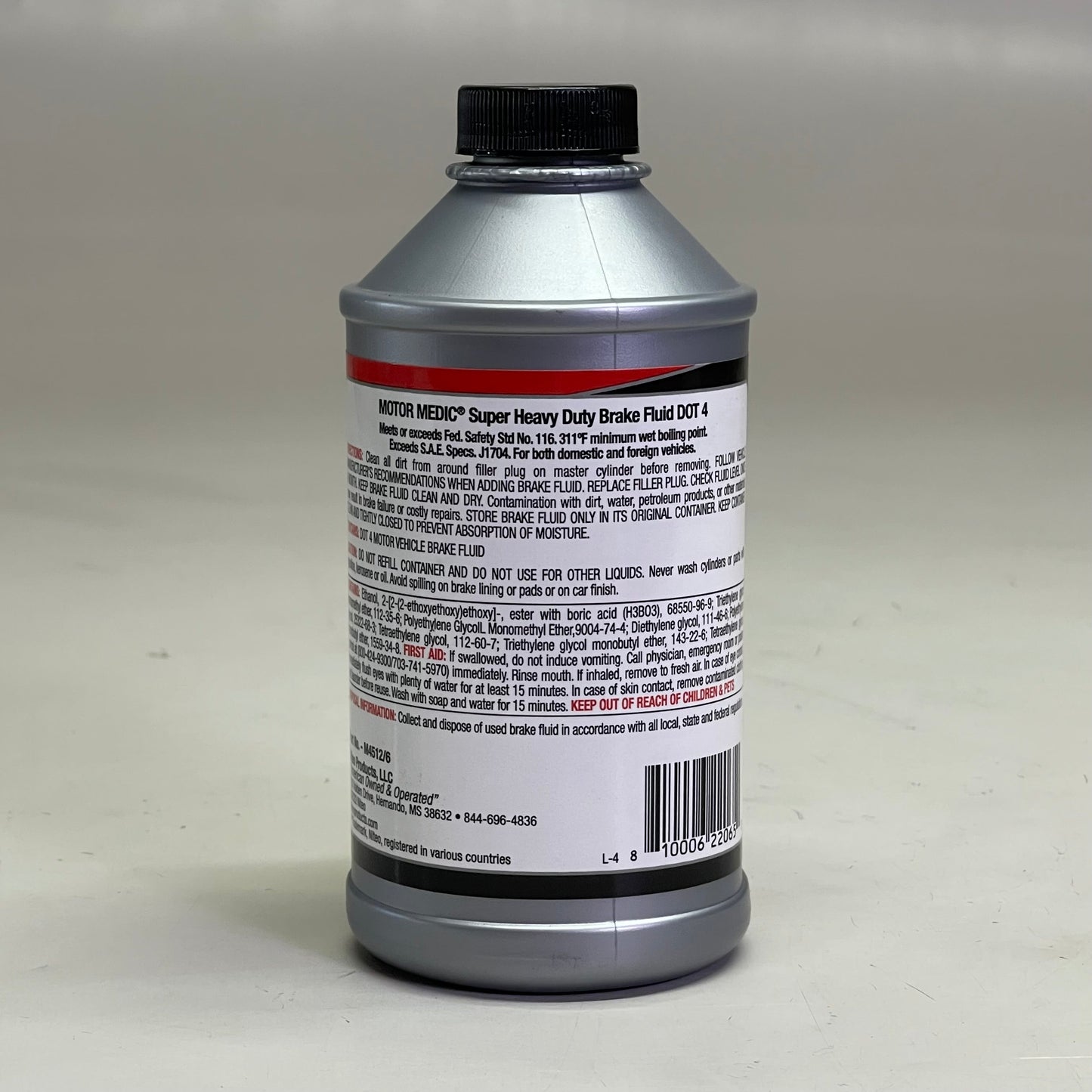 MOTOR MEDIC (6 PACK) Super Heavy Duty Dot 4 Brake Fluid 12 fl oz Grey M4512