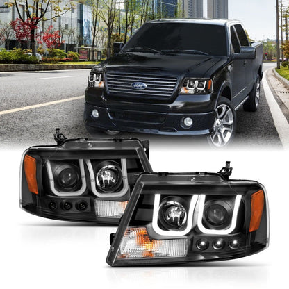 Anzo 2004-2008 Ford F-150 Projector Headlights w/ U-Bar Black