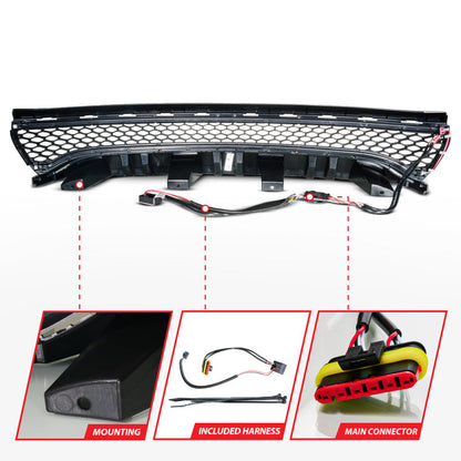 ANZO 15-23 Dodge Charger Black LED Grille w/ Initiation & Running Light/DRL Bar 901028