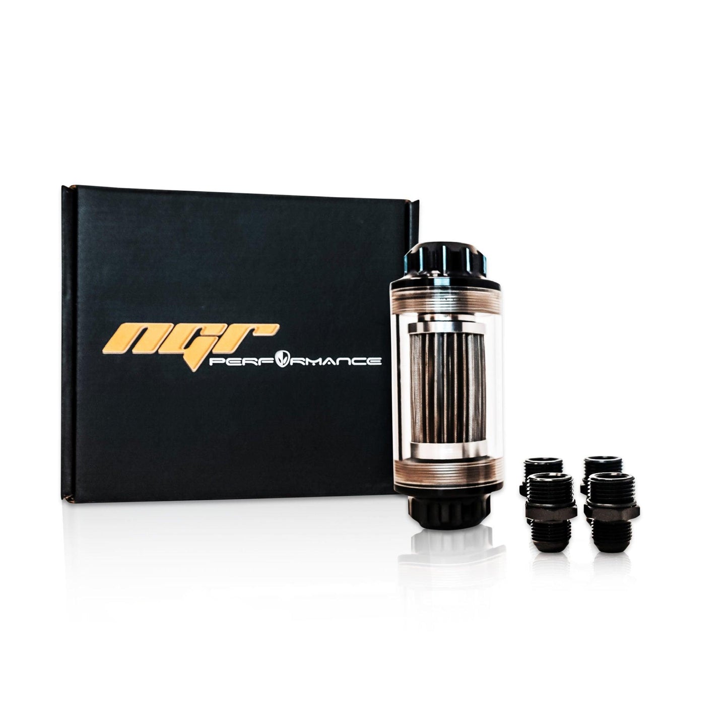 NGR Fuel Filter (Drag Edition) Clear, 40 Micron 200GPH, 8AN-10AN