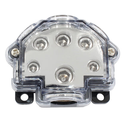 5 Way Distribution Block 0 AWG In, 2/4/8 AWG Out Car Audio Amp Power Ground Distributor Gray