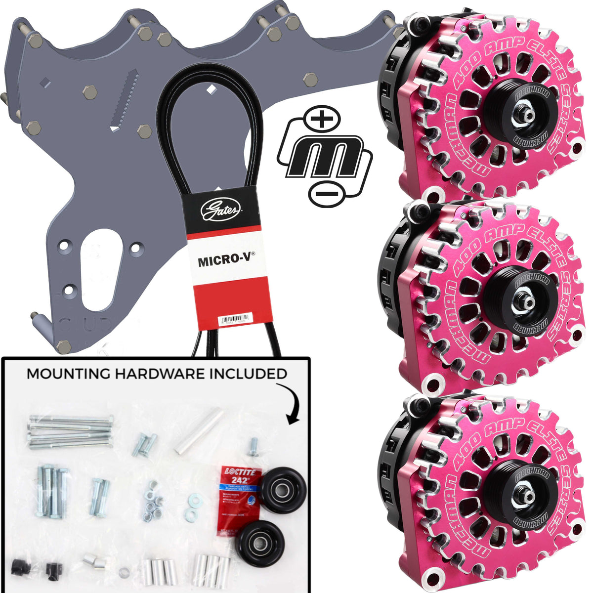 Mechman Triple Alternator Kit 1999-2004 GM Truck / SUV - Pink