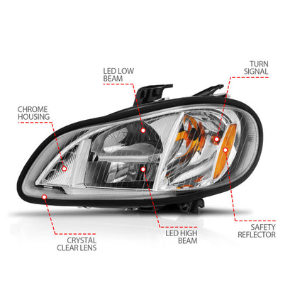 ANZO 2002-2014 Freightliner M2 LED Crystal Headlights Chrome Housing w/ Clear Lens (Pair) 131031