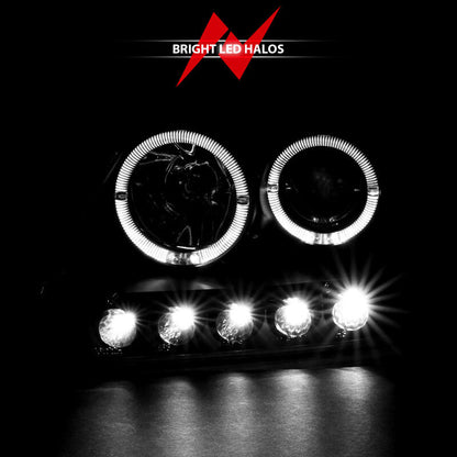 Anzo 1997.5-2003 Ford F-150 Projector Headlights w/ Halo and LED Black 1pc