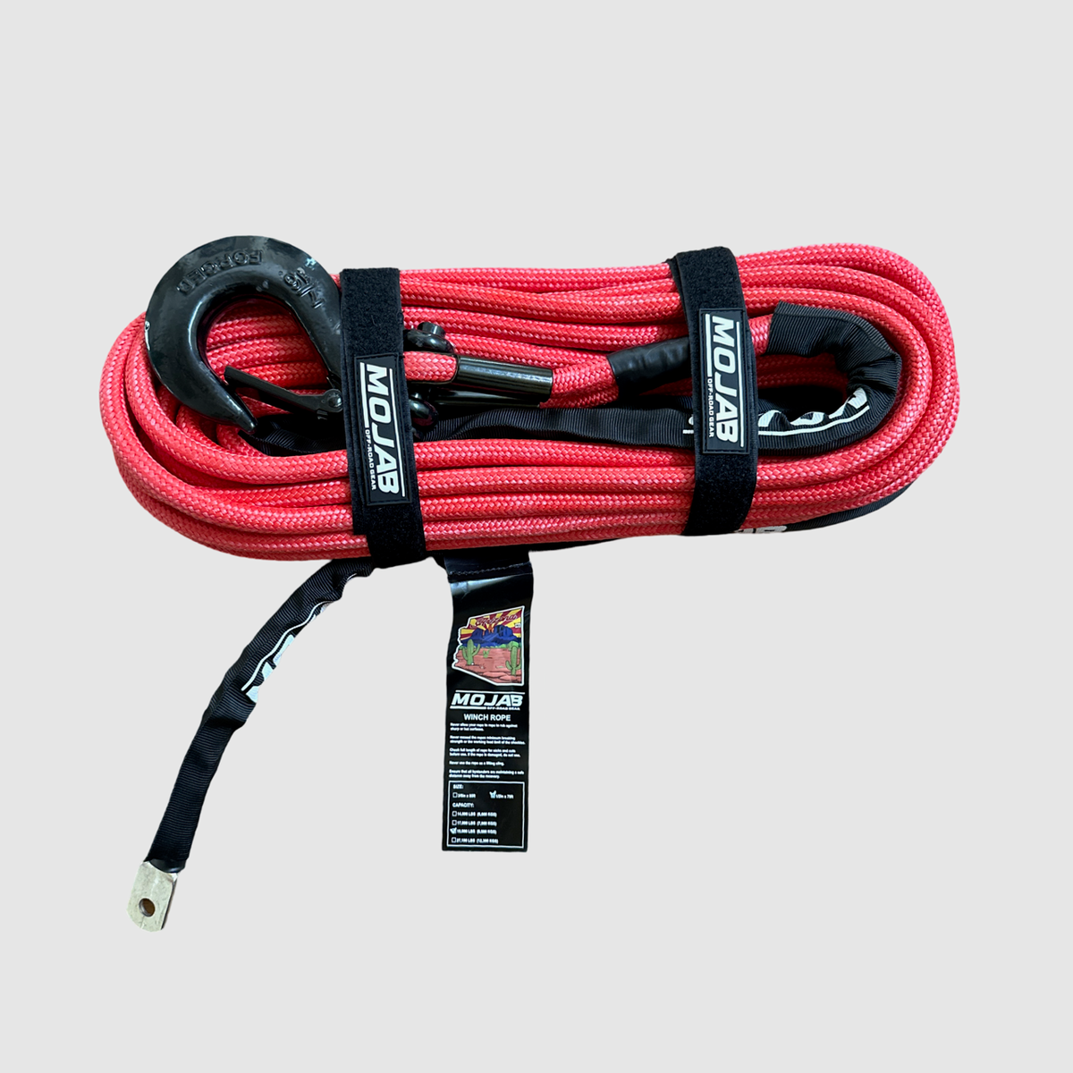 MOJAB 1/2'' x 78' Double Braided Winch Rope with Forged Hook