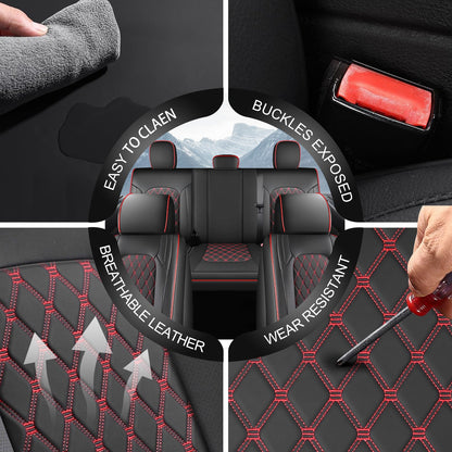 Umbrauto Leather Seat Covers for Silverado/Sierra, Waterproof Custom Full Set Seatcovers for Chevy Silverado/GMC Sierra 2007-2013 & 2019-2026 1500, 2020-2026 2500HD 3500HD Crew/Double/Extended Cab