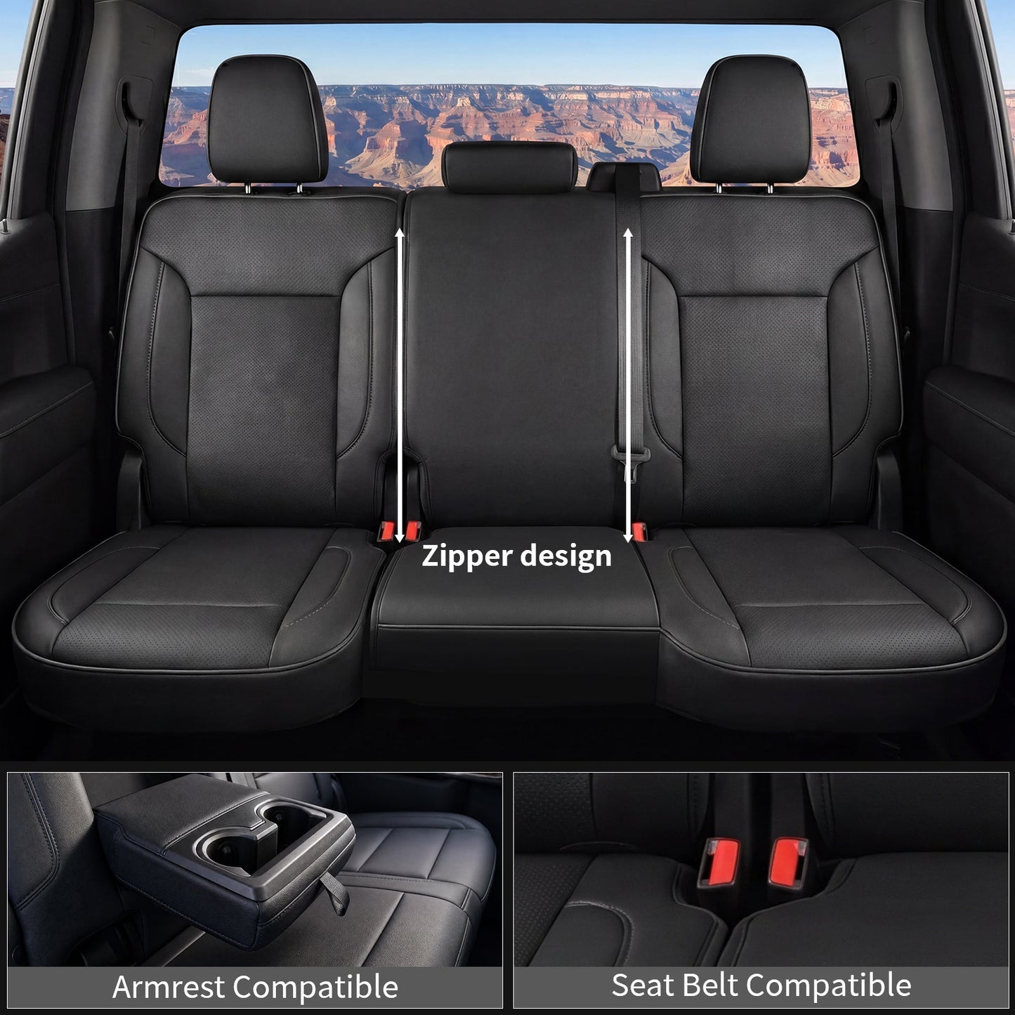 Umbrauto Custom Seat Covers for Silverado and GMC Sierra,Waterproof Nappa Leather Full Set Seatcovers for Chevy Silverado/GMC Sierra 2007-2013 & 2019-2026 1500, 2020-2026 2500HD 3500HD Crew/Double/Extended Cab