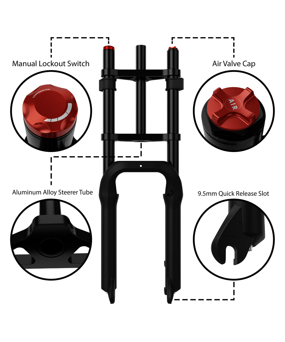 20" x 4.0" Suspension Air Fork for Super73 SG/S1/S2/S Adventure Series