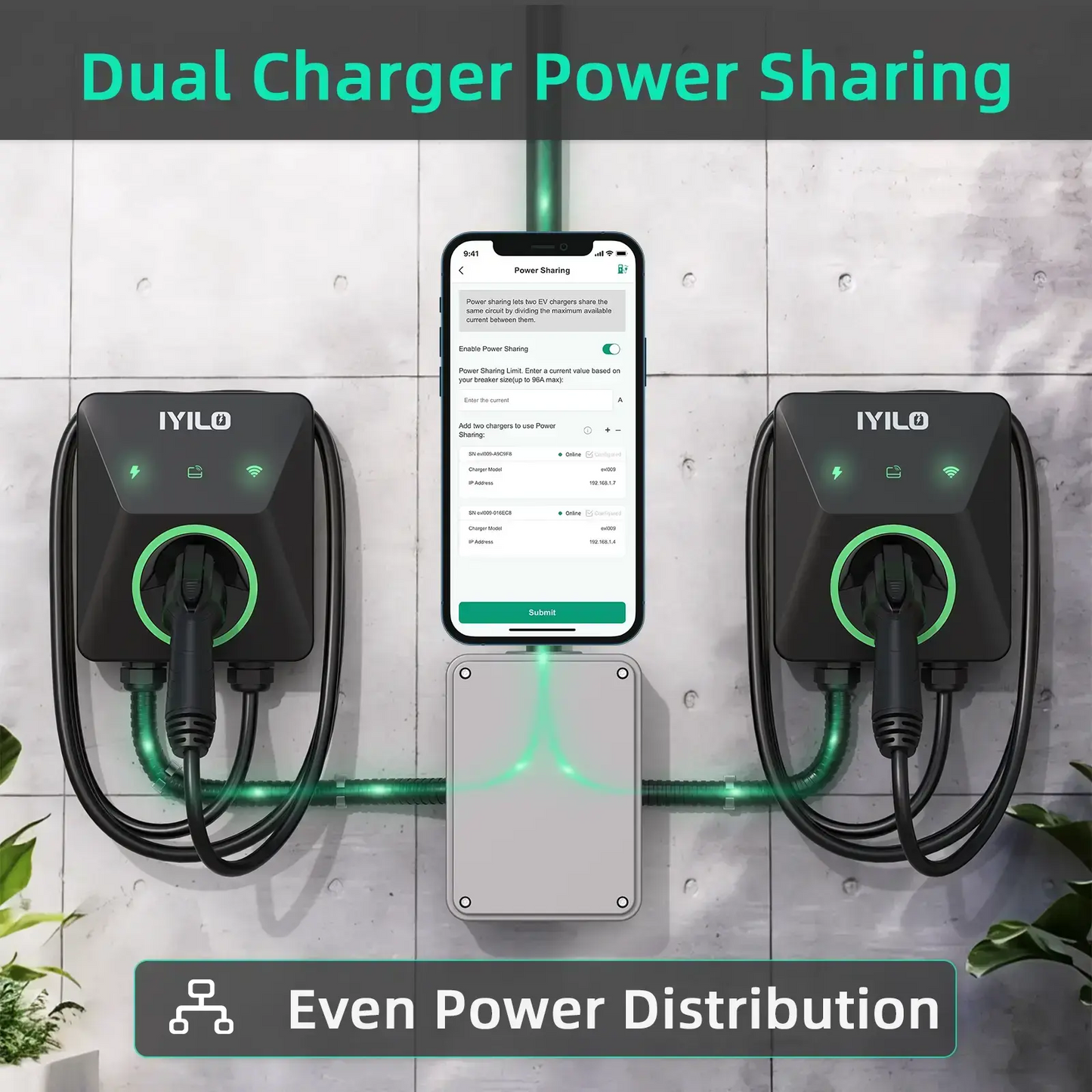IYILO Pro Level 2 EV Charger J1772 Hardwired with energy meter - 48A