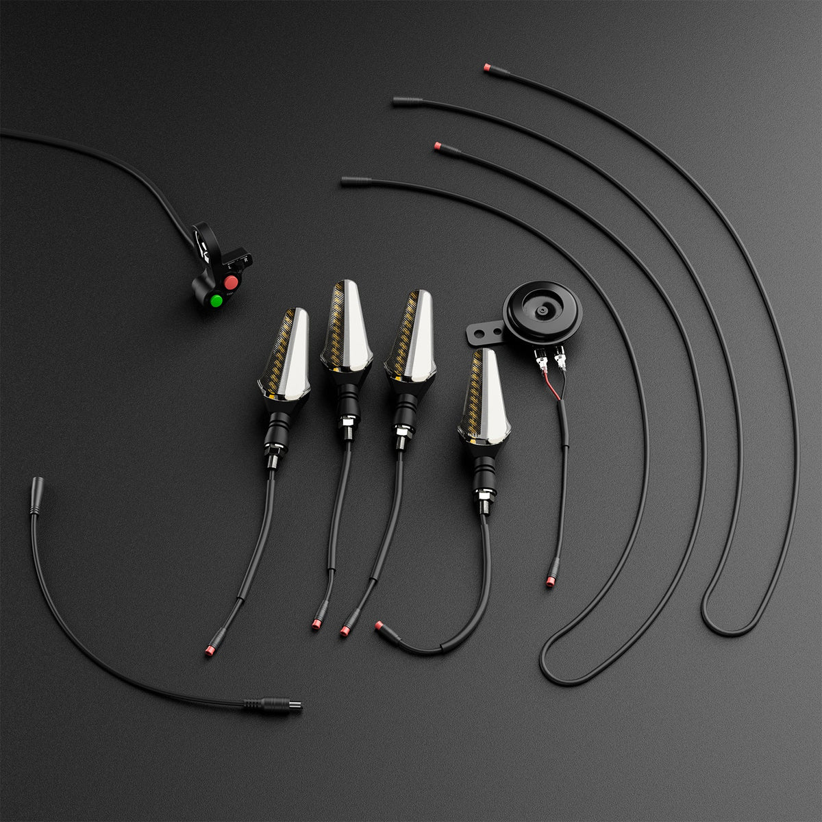 Red Flowing LED Turn Signal Lights Kit with Horn for Super73
