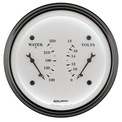 AutoMeter Gauge Dual Wtmp & Volt 3-3/8in. 250 Deg. F & 18V Elec Old Tyme White 1630