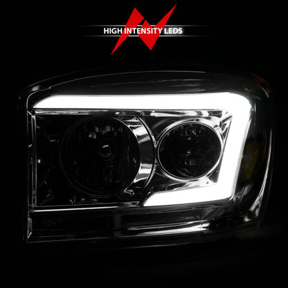 Anzo 06-09 Dodge RAM 1500/2500/3500 Headlights Chrome Housing/Clear Lens (w/ Light Bars) 111525