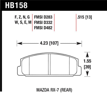 Hawk 03-05 Mazda 6 / 84-95 Mazda RX-7 DTC-60 Race Rear Brake Pads