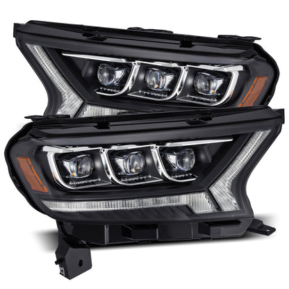 AlphaRex 19-21 Ford Ranger NOVA LED Proj Headlights Plank Style Black w/Activ Light/Seq Signal/DRL 880124 *Discontinued