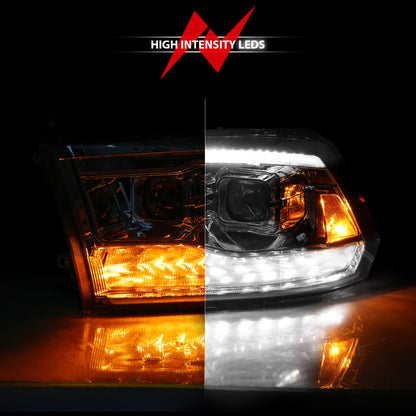 ANZO 09-19 Dodge RAM 1500 / 10-18 2500/3500 LED Proj Headlights SeqSig Chrome - Pair 111627A