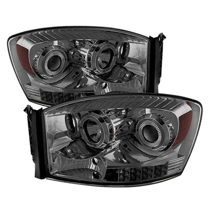 SPYDER Xtune Dodge Ram 1500 06-08 / Ram 2500/3500 06-09 Halo Projector Headlights Smoked PRO-JH-DR06-LED-SM 9028342
