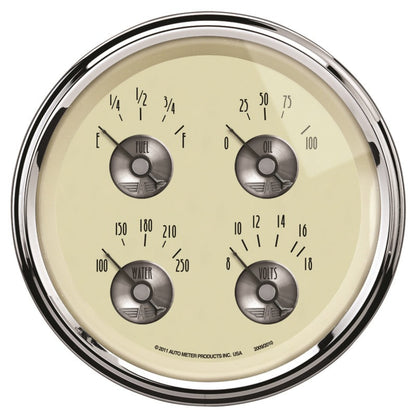 AutoMeter Gauge Quad 5in. 0 Ohm(e) to 90 Ohm(f) Elec Prestige Antq. Ivory 2009