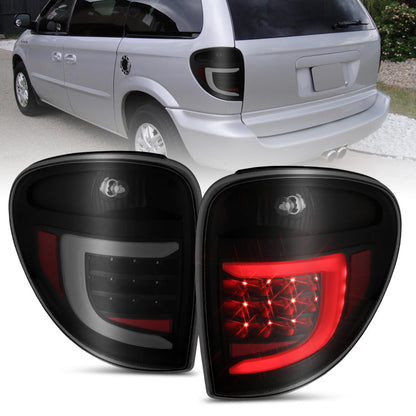 ANZO 2004-2007 Dodge Grand Caravan LED Tail Lights w/ Light Bar Black Housing Smoke Lens 311366