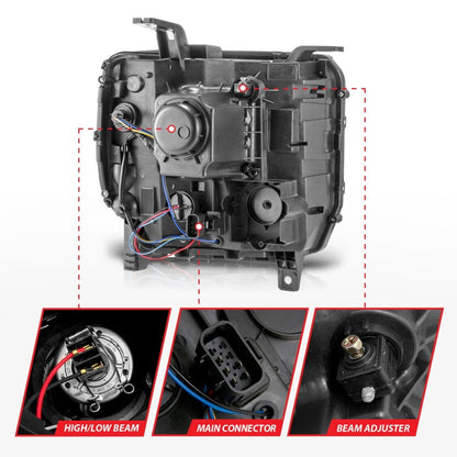 ANZO 14-15 GMC Sierra 1500/2500HD/3500HD Plank Style Projector Headlight - Chrome Housing 111553